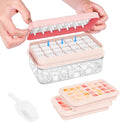 Ice Cube Tray with Lid and Bin, Easy Release 56 Cubes for Freezer | Food-grade BPA-free PP and ABS. Ice cubes for fruit, cocktails, iced coffee. Space-saving stackable with scoop