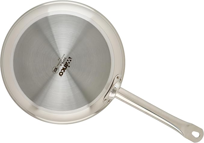 Winco 9" Stainless Steel Commercial-Grade Fry Pan | Dishwasher safe, Even heat distribution, Induction compatible, Great for Sauteing, Searing, Frying and Restaurant Kitchens