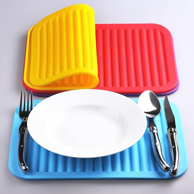 Purple Silicone Trivets Mats for Hot Dishes and Hot Pots, Hot Pads for Countertops, Tables Pot Holders Spoon Rest Small Drying Mats Set of 2