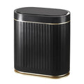 SYNCVIBE Bathroom Sensor Trash Can with Lid, 2 Gallon, Black Gold | Automatic Garbage Can, 7.5 Liter Smart Trash Bin, Slim IPX5 Waterproof Plastic Wastebasket for Bedroom and Office