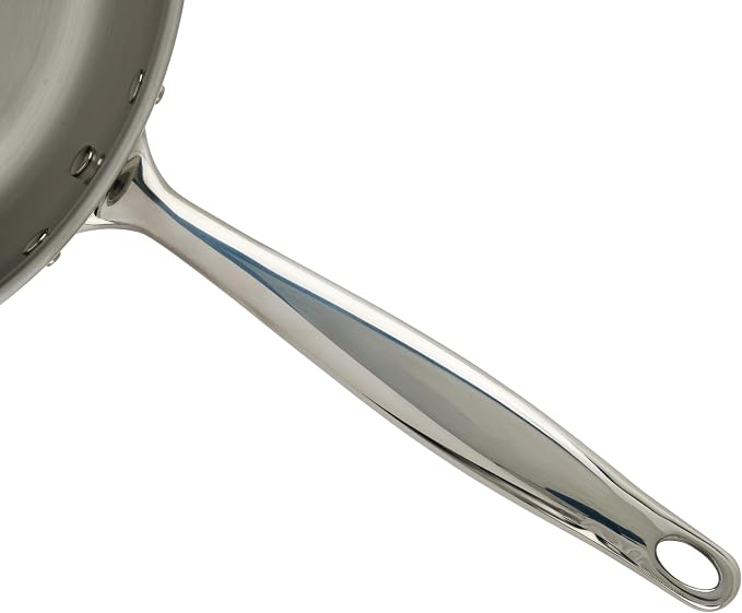 WINCO Tri-Ply Frying Pan, Silver | Induction compatible, Even heat distribution, Great for Sauteing, Searing, Frying and Restaurant Kitchens