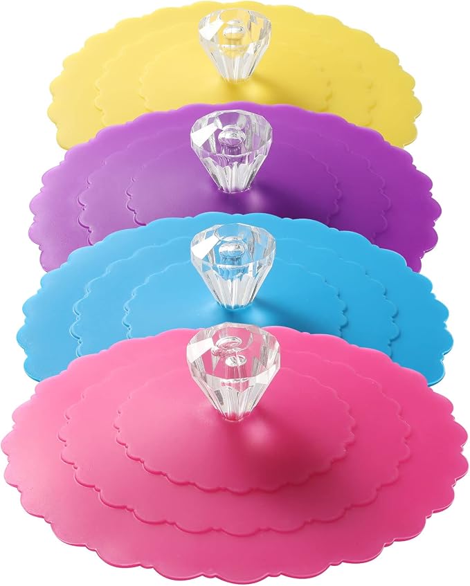 Silicone Cup Covers (Set of 4),Multicolored Silicone Lids,tea cup cover | Mug Covers for Mugs, Cups, Tea Pots,Flexible Mug Covers,Hot Cup Lids for Coffee & Tea