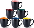 GBhome 12 oz Coffee Mugs Set of 6, Ceramic Coffee Cups- Multi-Color