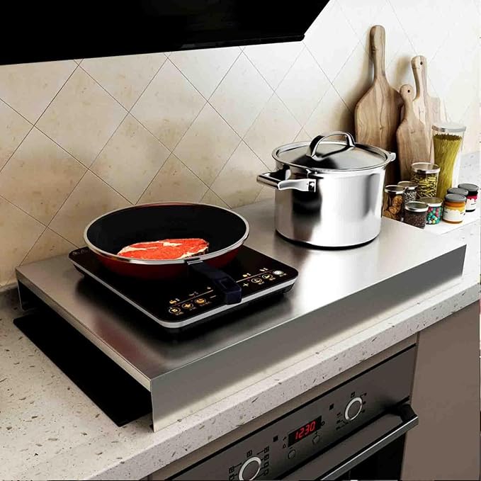 HJJKKH Gas Stove Top Cover, Stove Burner Covers, Stainless Steel Stovetop Noodle Board for Cooktop RV Sink Electric Stove L29.9 x W21.3 x H2.76 Kitchen Stove Rack, Cooker Top Bracket Large