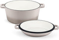 TeamFar 5qt Dutch Oven, Pre-seasoned Cast Iron for Bread Baking, Khaki | 2-in-1 Bread Pan with Skillet Lid, Oven & Stovetop Safe for Baking Frying Stewing Grilling, Home Use Or Outdoor Camping
