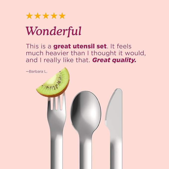 Zoku Pocket Utensil Set Stainless Steel Fork, Knife, and Spoon in Case Purple