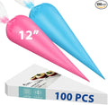 HOTEC 100Pcs 12 Inch Anti-Burst Disposable Piping Bags, Non-Slip Food Grade BPA-Free Pastry Bags for Cake, Cupcake, Cookie Cream Frosting Decorating Baking Supplies