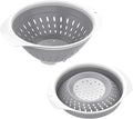 5 Quart Collapsible Colander，BPA Free，Dishwasher Safe，Silicone Food Strainer with Plastic Handles，Heavy Duty Foldable Heat Resistant Pasta and Veggies Kitchen Drainer Steam Basket，Gray