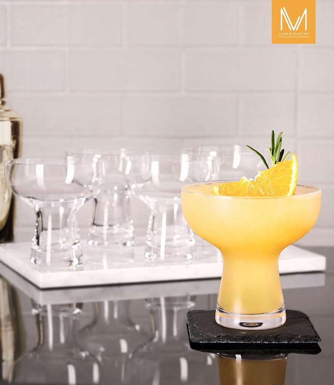 Martini Glasses Set of 2, 14oz Coupe Cocktail Glasses for Margarita | Manhattan, Cosmopolitan, Espresso, Home Bar, Evening Parties, Birthdays, Housewarming Gift