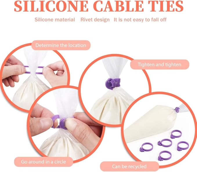 24 Inch Extra Large Piping Bags Disposable,50 Pack Thick Pastry Bags | with 6 Bag Ties,Anti Burst,Heavy Duty,Large Icing Bags,for Frosting,Cream,Pastry Filling,Cake Decorating bags