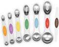 Aovchei 7 PCS MultiColor Magnetic Measuring Spoons Set | Dual Sided, Stainless Steel Small Tablespoon, Teaspoons, Fits in Spice Jars, for Dry and Liquid,