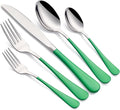 Grass Green Silverware Set 20 Piece 18/0 Stainless Steel Flatware Grass Green Handle Cutlery Set Service for 4 Fork Knife Spoon Set Mirror Finish Dishwasher Safe