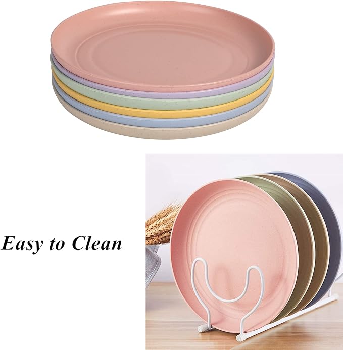 CAMBUY Wheat Straw Plates 6 Pack 5.9 Inch Small Appetizer Plate Set | Unbreakable Lightweight Reusable Dishwasher & Microwave Safe Daily Use Dinner Dishes for Kitchen Outdoor Camping