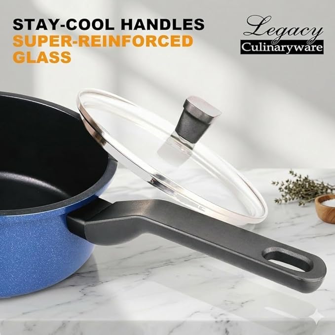 Nonstick Sauce Pan with Lid,1.5QT small pot, PFOA Free,Kitchen Pots Induction Pot,Blue