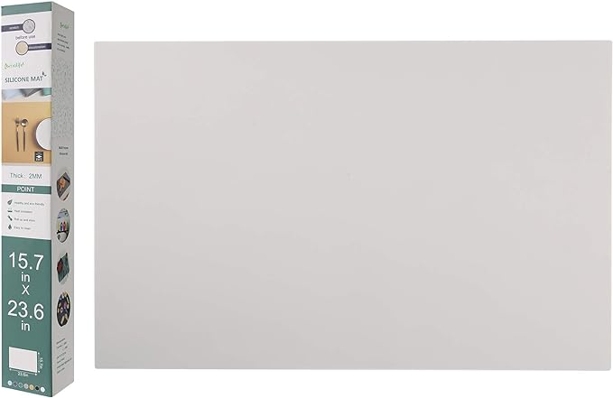 emolife Silicone Mats, Countertop Protector, Heat Resistant, Light Grey | Thick(2mm) Silicone Counter Mat for Kitchen Appliance Site on, Non-Slip,23.6 by 15.7 Inch