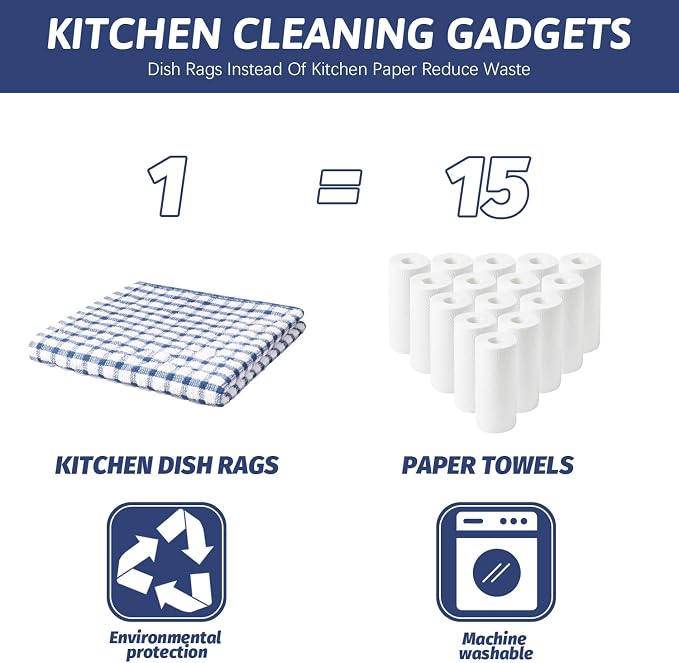 Nialnant 8 Pcs Dish Cloths for Washing Dishes | 100% Cotton Kitchen Towels Soft Absorbent Quick Drying Dish Rags for Kitchen, Reusable Cleaning Rags - 11 x 11In