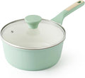 SENSARTE Ceramic Nonstick Saucepan with Lid 2.0QT, PTFE/PFAS Free, Green | Kitchen Cooking Pot with Stay Cool Handle, Induction Compatible, Ceramic Coating