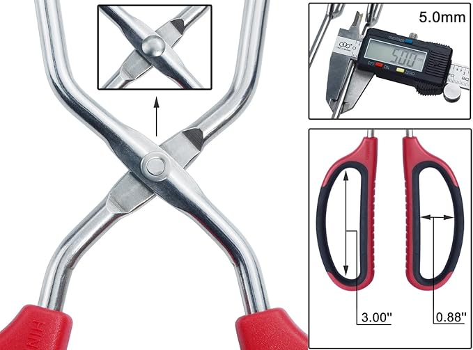 HINAMY 13" Stainless Steel Scissor Tongs with Comfort-Grip Handle, Set of 2