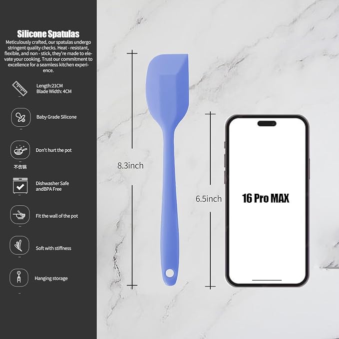 4 Pcs Silicone Spatulas Rubber Spatula Small Spatula,8 Inch Baking Mini Spatula Mixing Tool for Nonstick Cookware Cooking