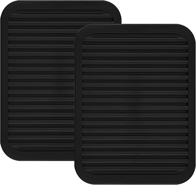 Silicone Trivets Mats for Hot Dishes and Hot Pots & Pans, Hot Pads for Countertops, Tables, Pot Holders, Spoon Rest, Small Drying Mats Set of 2 Color Black