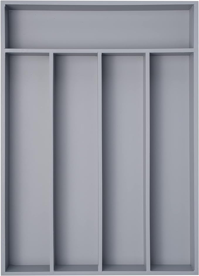 Besilord Bamboo Silverware Holder - Drawer Organizer with 5 Slots (Gray)