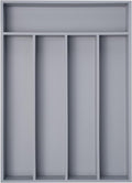 Besilord Bamboo Silverware Holder - Drawer Organizer with 5 Slots (Gray)