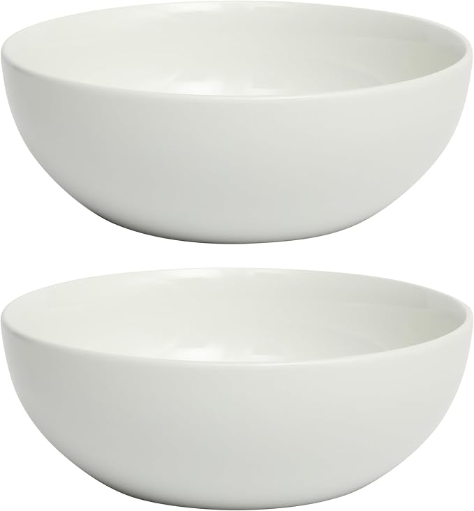 Gibson Home Extra Large Serving Bowls Set of 2-100 oz 10-Inch White Porcelain Salad Bowl Set, Stackable Ceramic Kitchen Bowls, Dishwasher & Microwave Safe
