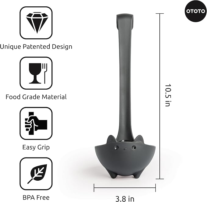 OTOTO Katie Cat Soup Ladle - Halloween Gifts Black Cat, Gothic Gifts, Gifts for Cat Lovers - Spooky Cat Gift, Cute Kitchen Accessories, Fun Gifts (Katie Cat, Black)