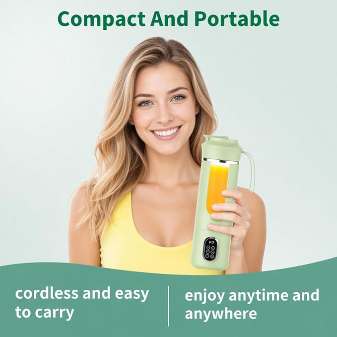 Portable Cordless Blender,Small Rechargeable Juicer | Mini Personal Blender for Smoothies and Shakes,With Automatic Cleaning Function,On The Go and Easy To Use