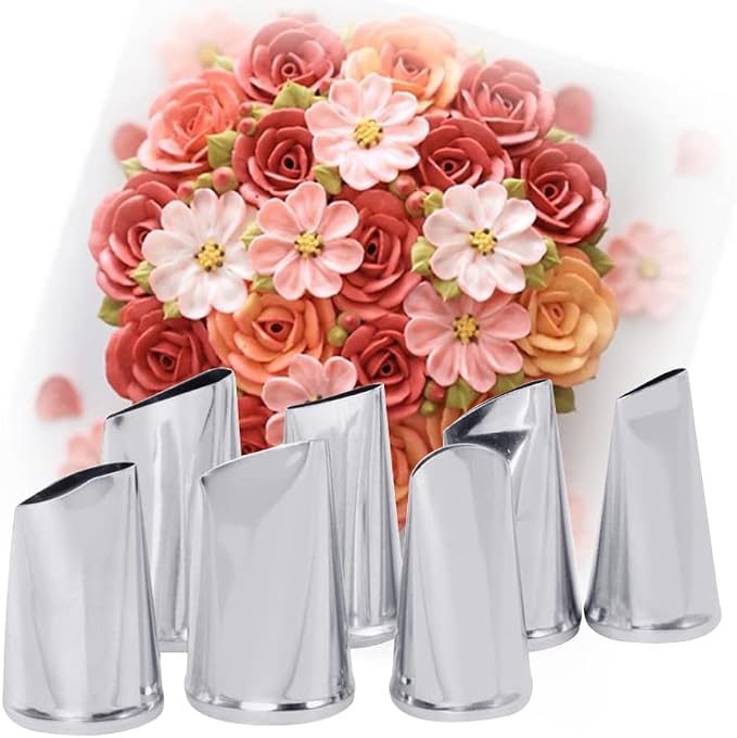 Ruffle Piping Tips Set, Rose Petal Flower Tips for Cake Decorating