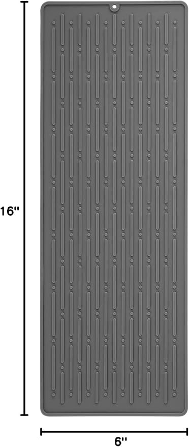 Dish Drying Mats, Heat-resistant Silicone Mat for Kitchen Counter, Non-Slip Dish Dry Mat Dishwasher Safe Large, Gray