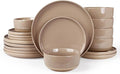 Famiware Milkyway 18-Piece Stoneware Dinnerware Set, Cinnamon Brown | Plates and Bowls for 6, Dishes Set for Everyday & Formal Use, Microwave & Dishwasher Safe, Chip & Scratch Resistant