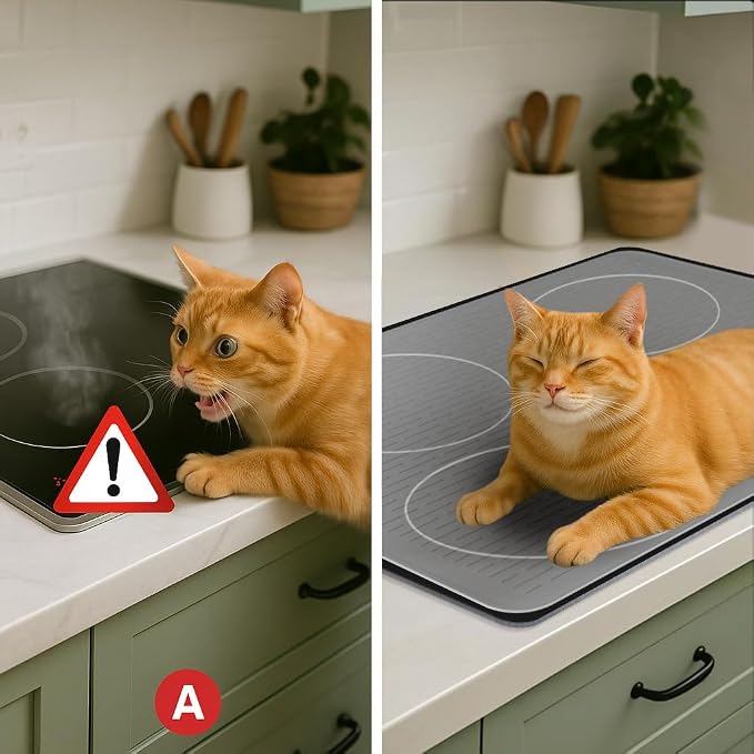 Stove Top Cover for Electric Stove - Food Grade Ceramic Stove top Cover, Silicone XXL Dish Drying Mat, Glass Cooktop Covers, Flat RV Range top Mats (Hyaline,30x21)