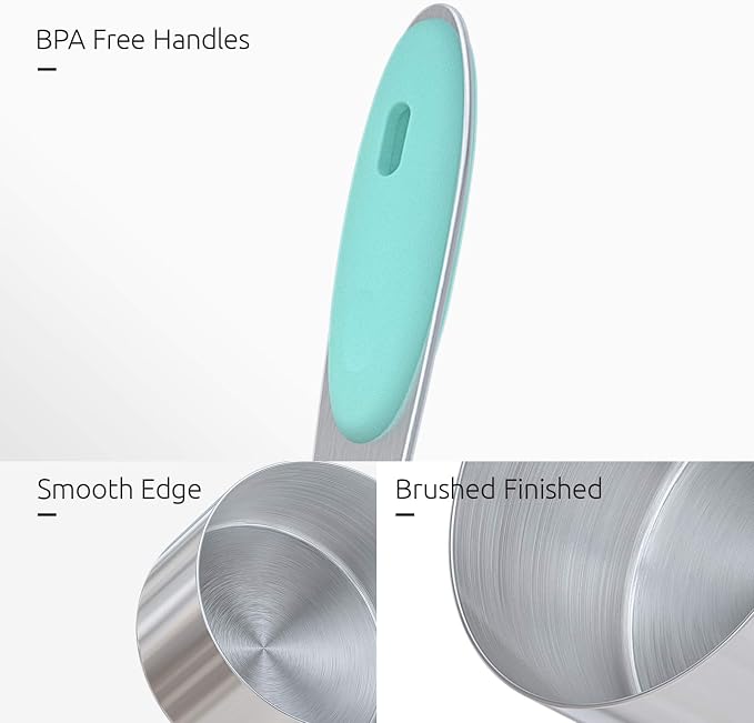 U-Taste Measuring Cups Spoons Set, 18/8 Stainless Steel, 10Pcs, Aqua Sky | Upgraded Thickened Handle, Reinforced Welded Joints, Nested Stackable Design, Metal Measure Set for Kitchen Baking Cooking