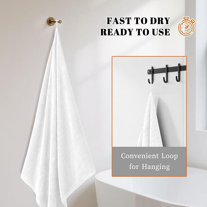 4 Pack Bath Towels Set 35 x 70in Extra Large, Ultra Soft Microfiber | Luxury Thick High Absorbent and Quick Dry Bath Sheet for Bathroom, Beach, Yoga, Sport,SPA, Fitness, White