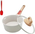 2 Qt Nonstick Saucepan with Lid, Sauce Pot with Pour Spout, White | Detachable Handle, Suitable for All Stoves, Including Induction, Oven Safe, PTFE & PFAS & PFOA Free