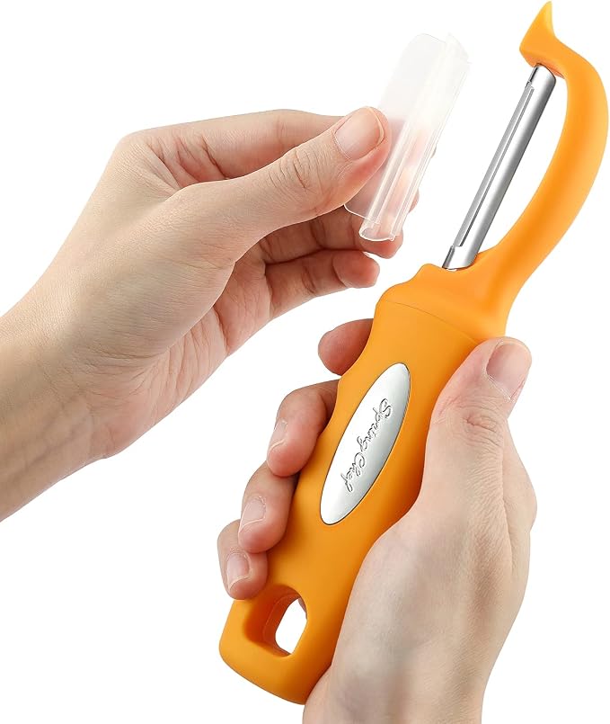 Spring Chef Swivel Potato Peeler with Soft Grip Handle, Set of 2, Mango | Premium Vegetable Peeler w/ Sharp Stainless Steel Blades, Multifunctional Food Peeler for Apple, Carrot, Cucumber, Fruit