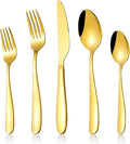 60-Piece Gold Silverware Set, CXJY Stainless Steel Flatware Set for 12, Kitchen Utensils cutlery with Titanium Golden Plated Include Spoons Forks Knives, Mirror Polished Dishwasher Safe