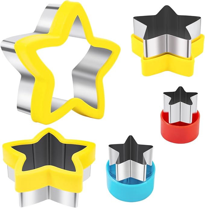 Nifogo Star Cookie Cutters 5 Pcs | Mini Small Large Sizes, Stainless Steel, Sandwich Cutter, Vegetable Fruit Cutters Shapes for Kids Boys Girls, Flag Day
