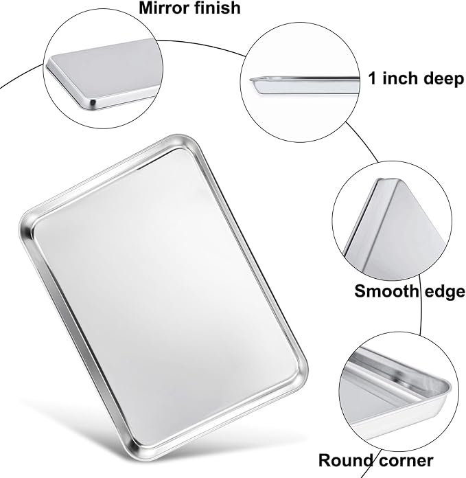 TeamFar Cookie Sheets with Cooling Racks, 2 Pans + 2 Racks, 16x12x1 Inch | Stainless Steel Baking Sheet Pans with Grid Wire Racks for Cooling Baking Roasting, Non-Toxic & Heavy Duty, Dishwasher Safe