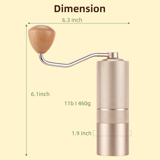 Popsweet C38 Manual Coffee Grinder With Detachable Stainless Steel Tapered Outer Burrs, Grinder 400 pounds Coffee Beans, 36 Manual Adjustable Espresso Grinder, Perfect For Homes, Offices, And Camping