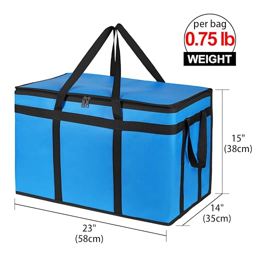 Bodaon 5-Pack Cooler Insulated Food Delivery Bag, Rideshare Delivery Bag, XXX-Large Thermal Bags for Catering/Hot Pizza, Travel/Camping/Picnic/Grocery Reusable Warmer Frozen, Blue-Black Edge
