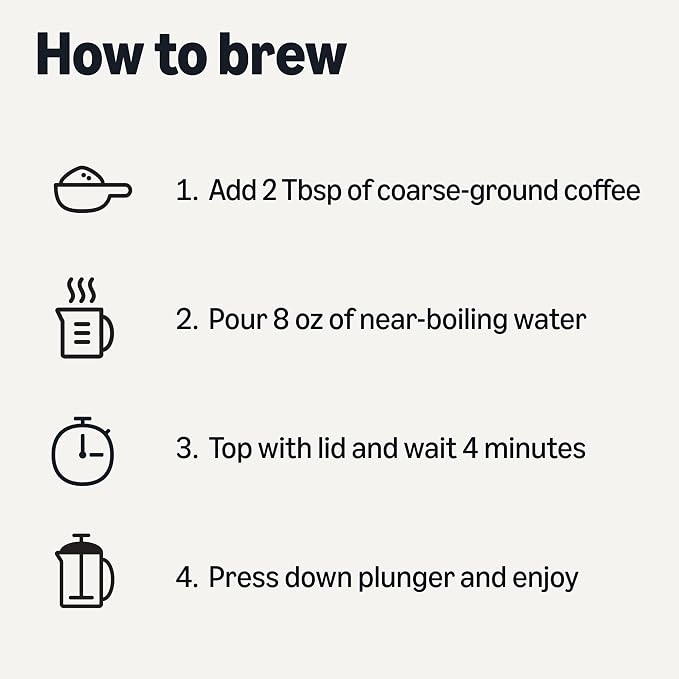 Amazon Basics French Coffee Press, 34 oz., Borosilicate Glass, BPA-Free, Triple Filtration System, Dishwasher-Safe Parts