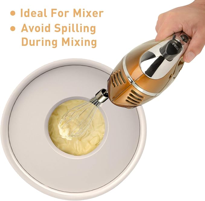 Wildone Mixing Bowls with Airtight Lids Set, 5PCS Stainless Steel Khaki Nesting Bowls for Kitchen, with Grater Attachments & Non-Slip Bottoms, Size 5, 3, 2, 1.5, 0.63 QT, Great for Mixing & Serving