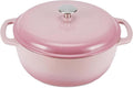 Amazon Basics Enameled Cast Iron Dutch Oven Pot with Lid, Round, Dual Handles, Heavy-Duty, Oven Safe for Stews, Roasting, Baking, 6-Quart, Light Pink