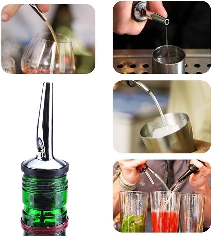 48 Pack Liquor Pour Spouts Set - Stainless Steel bottle spout and Liquor Pourers Dust Caps Covers