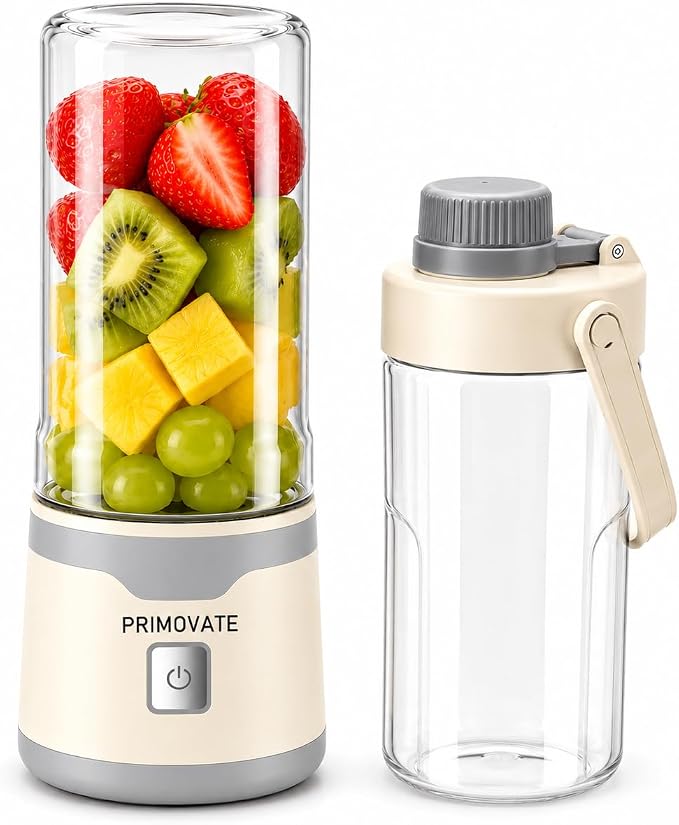 Portable Blender 2026 Model, 450ML, 18-Blade Powerful Smoothie Maker, USB Type-C Rechargeable, Ice Crushing Personal, 1500mAh Battery, 60W Motor, Travel Blender with Extra Jar & Lid
