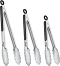 Hotec Stainless Steel Kitchen Tongs, Locking Metal Food Tongs for Cooking, Serving, BBQ, Grill & Air Fryer with Non-Slip Grip, Set of 3-7", 9" and 12"