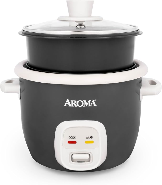 AROMA® CoreCoat Rice Cooker with Pop-Up Food Steaming Basket (4 Cups Cooked, 2 Cups Uncooked)