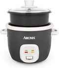 AROMA® CoreCoat Rice Cooker with Pop-Up Food Steaming Basket (4 Cups Cooked, 2 Cups Uncooked)